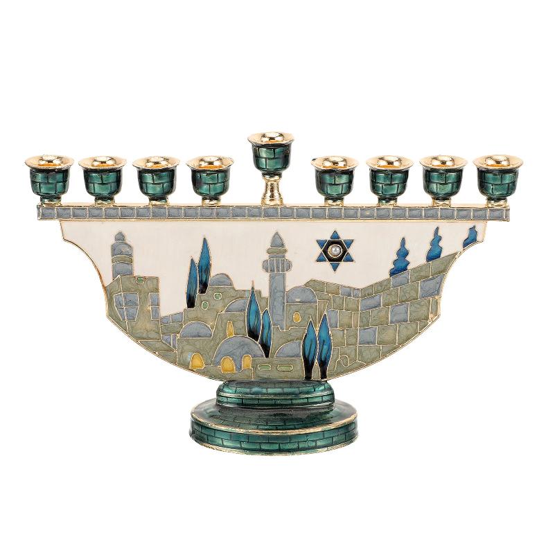 

9 Branch Candle Holder for Hanukkah Menorah Candelabrum 9 Head Candlestick Stand for Christmas Party Wedding Celebration Decor небесно-голубой