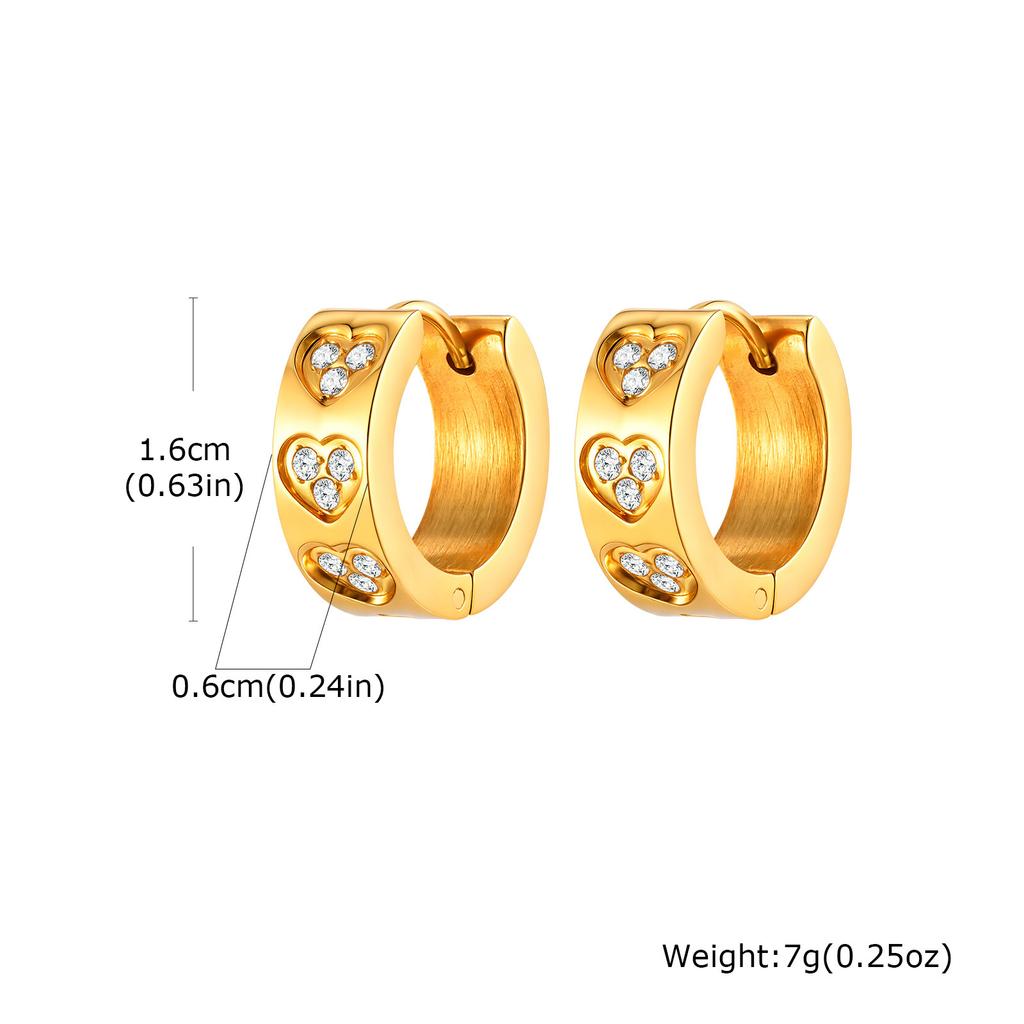 Zirconia Heart Star Huggies Earrings, Stainless Steel Hoop Earrings For Women, Hypoallergenic Trendy Daily Jewelry