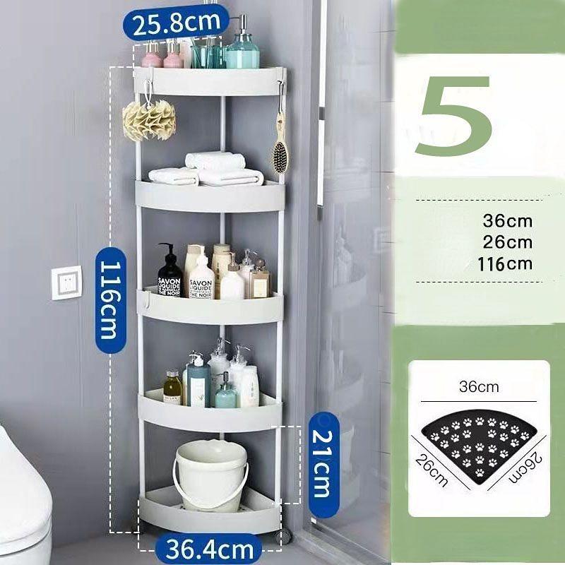 

Угловая полка, пластиковая полка для кухни, ванной комнаты, треугольная 3/4-уровневая стойка для хранения, тележка на колесиках, выдвижные напольные полки 5 layers белый