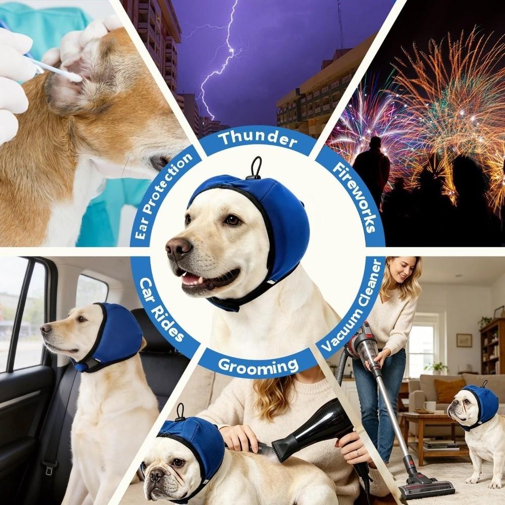 Anti-scare Dog Calming Earmuffs Adjustable Soft Elastic Dog Soothing Headgear Warm Cold Proof Noise Cancelling Ear Muffs