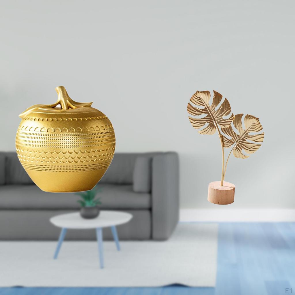 Resin Figurine Modern Fruit Statue Abstract Metal Sculpture Creative Nordic Ornament for Tabletop