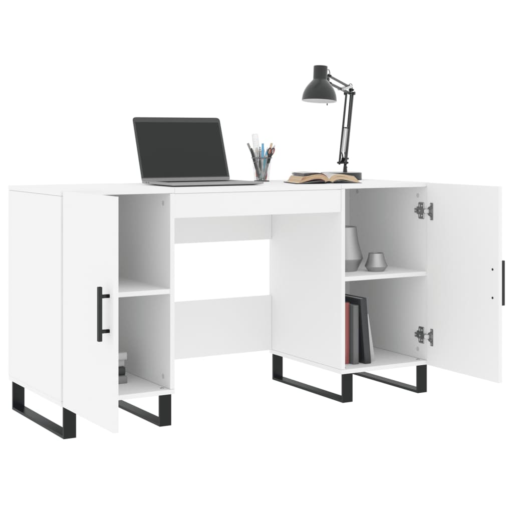 White Desk 140x50x75 cm Particleboard