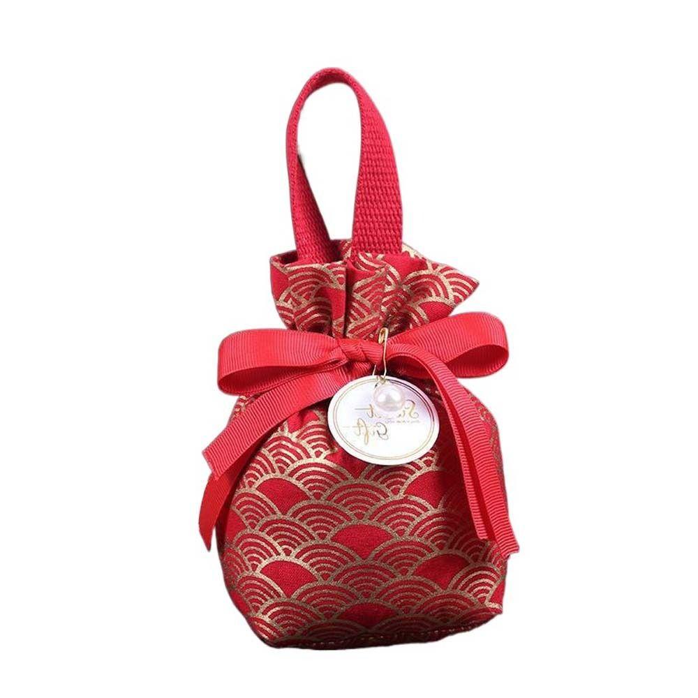 

Sakura Ribbon Bow Wrist Bag Stripe Festive Sugar Bag Fashion Bowknot Handbag Festival H