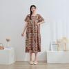 DIMANAF 2025 Women Plus Size Spring Summer Dress Floral Dress Basic Vintage Loose Long Dress Maxi