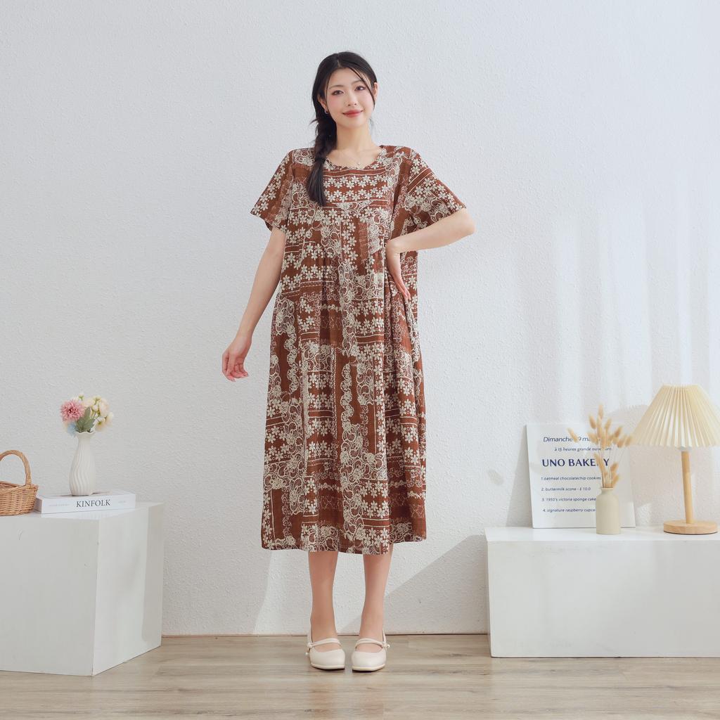Dimanaf 2025 Women Plus Size Spring Summer Dress Floral Dress Basic Vintage Loose Long Dress Maxi