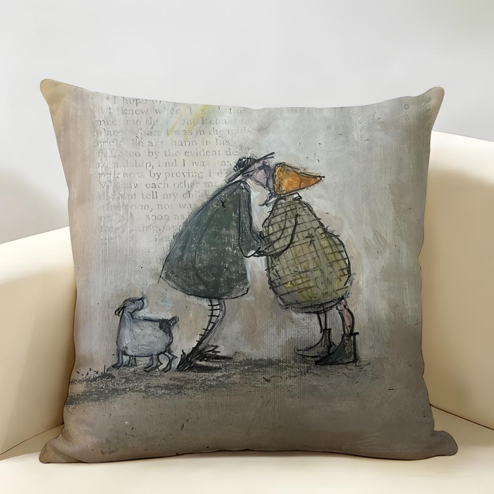 SSam Toft Art Retro Cushion Cover Natural Linen Organic Fabric DoubleSided Printing Room Sofa Decor Pillow Case