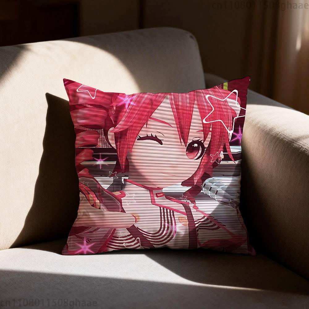 Virtual Singer KKasane Teto Pillow Case Antidustmite Pillowcase Invisible zipper silky short plush Sofa cushion cover