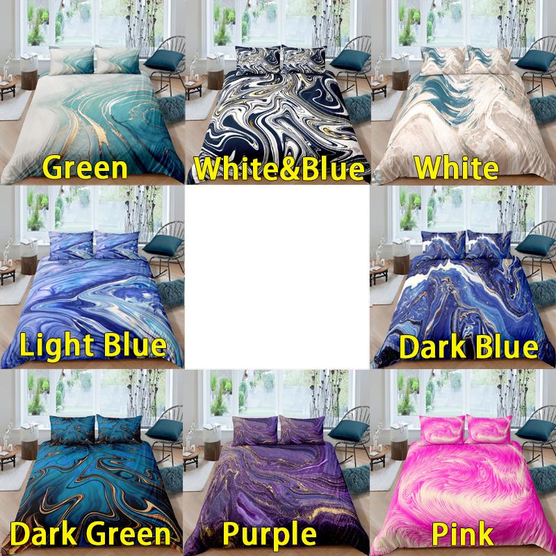 3D Bedding Set Duvet Cover Pillowcase Nordic Marble Pattern White Pink Bedclothes Single King 220x240 No Bed Sheet Bedspread