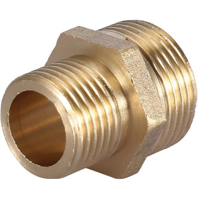 Brass Pipe Fitting,External Thread 3/4" To 1/2" Hex Nipple Reducing Male Pipe Water Tube Fitting Quick Set (Intensification)