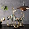 For Simulation Animal Sculpture Giraffe Mother And Child Painted Animal Statue Modern Home Decoration Golden Handicraft Ornament