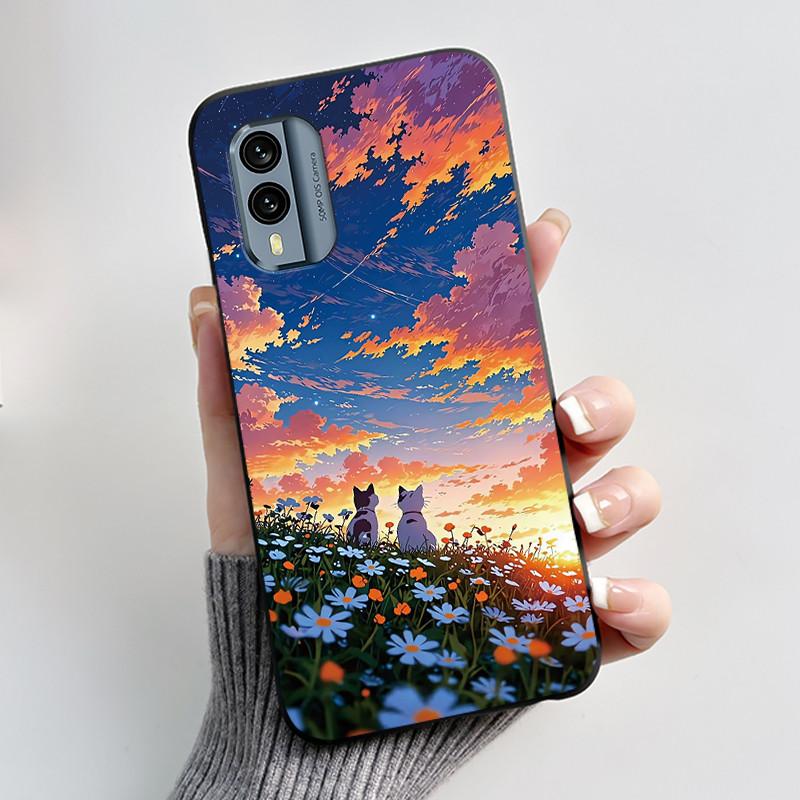 Casing For Nokia X30 5G Anti-scratch Bumper Soft Shell For Nokia XR21 Beautiful Brightly Colored Sunflower Pattern Black Case