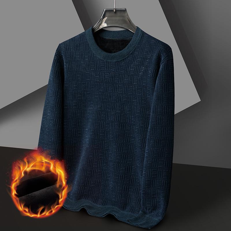 

Свитер из жаккарда и флиса в клетку синели, зимний свитер с круглым вырезом, повседневная универсальная трикотажная основа 4XL