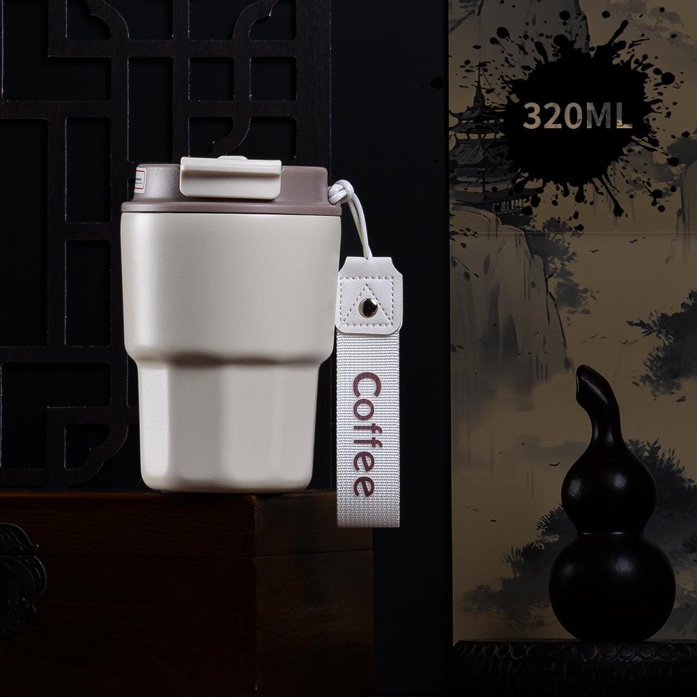 Compact Ceramic-Lined Coffee Thermos for Women - Stylish Stainless Steel Insulated Cup