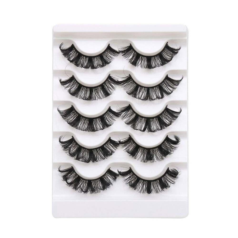 5Pairs Dense Fluffy False Eyelashes Lashes Extension D Curled Eyelashes  Grafting Lashes