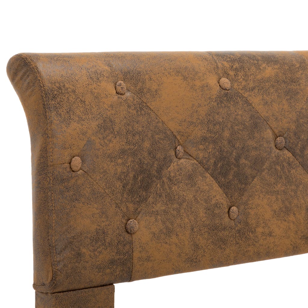 Brown Faux Suede Bed Frame 120 * 200 Cm