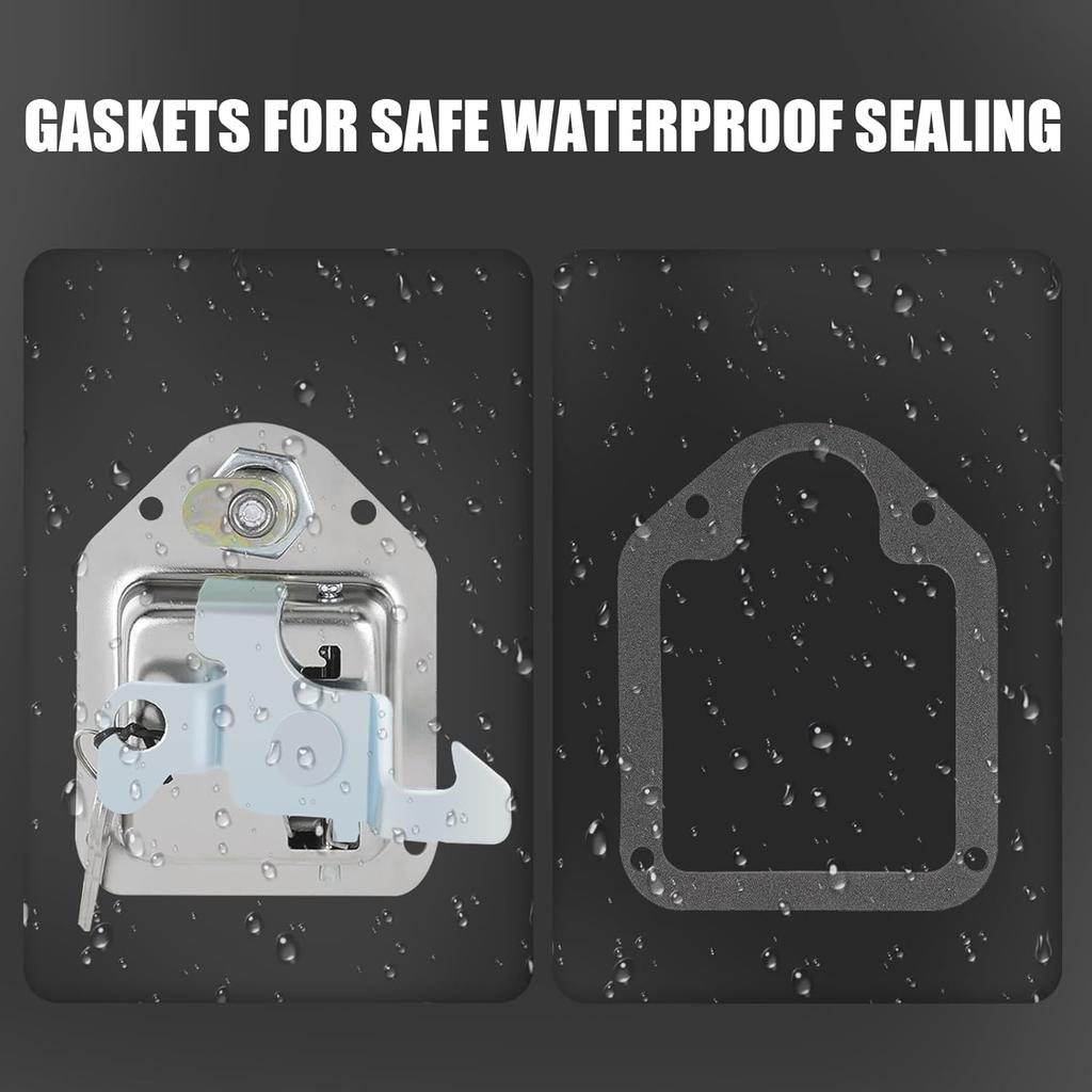 Truck Tool Box Latch, Stainless Steel Trailer Toolbox Handle Latch With Lock 4-3/8" X 3-1/4", With 2 Keys For Truck, RV, Trailer, UTV, Campers