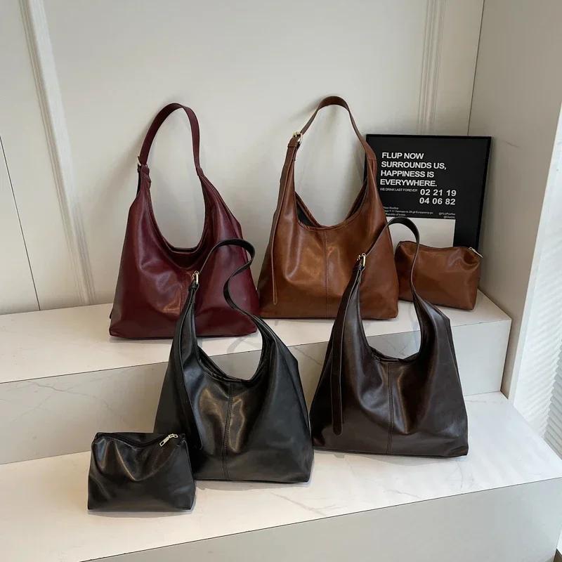 PU Solid Simplu Clasp Stil Clasic Navetă Genți de Umăr pentru Femei Calitate Înaltă Genți Tote de Mare Capacitate Geantă la Modă