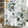 Eucalyptus Printed Waterproof Polyester Bath Drapery with Hooks, Woven, Arts-Themed, Water-Resistant, All-Season Bath Partition
