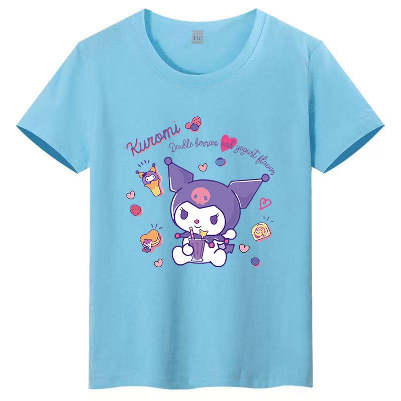 Sanrio Family CUTE Kurumi Cute Printed Childrens TShirt Roundneck Pure Cotton Family Clothing for Parents and Children