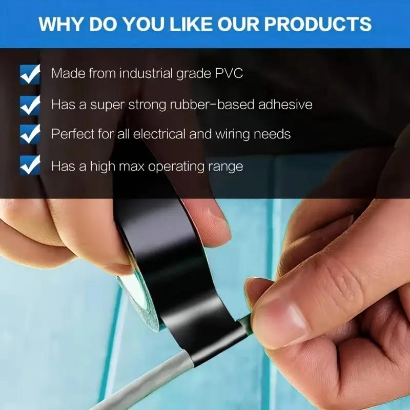 Black Flame Retardant Electrical Insulation Tape Strong Adhesive Wire Harness Tape for Electrical Wiring Waterproof Tape
