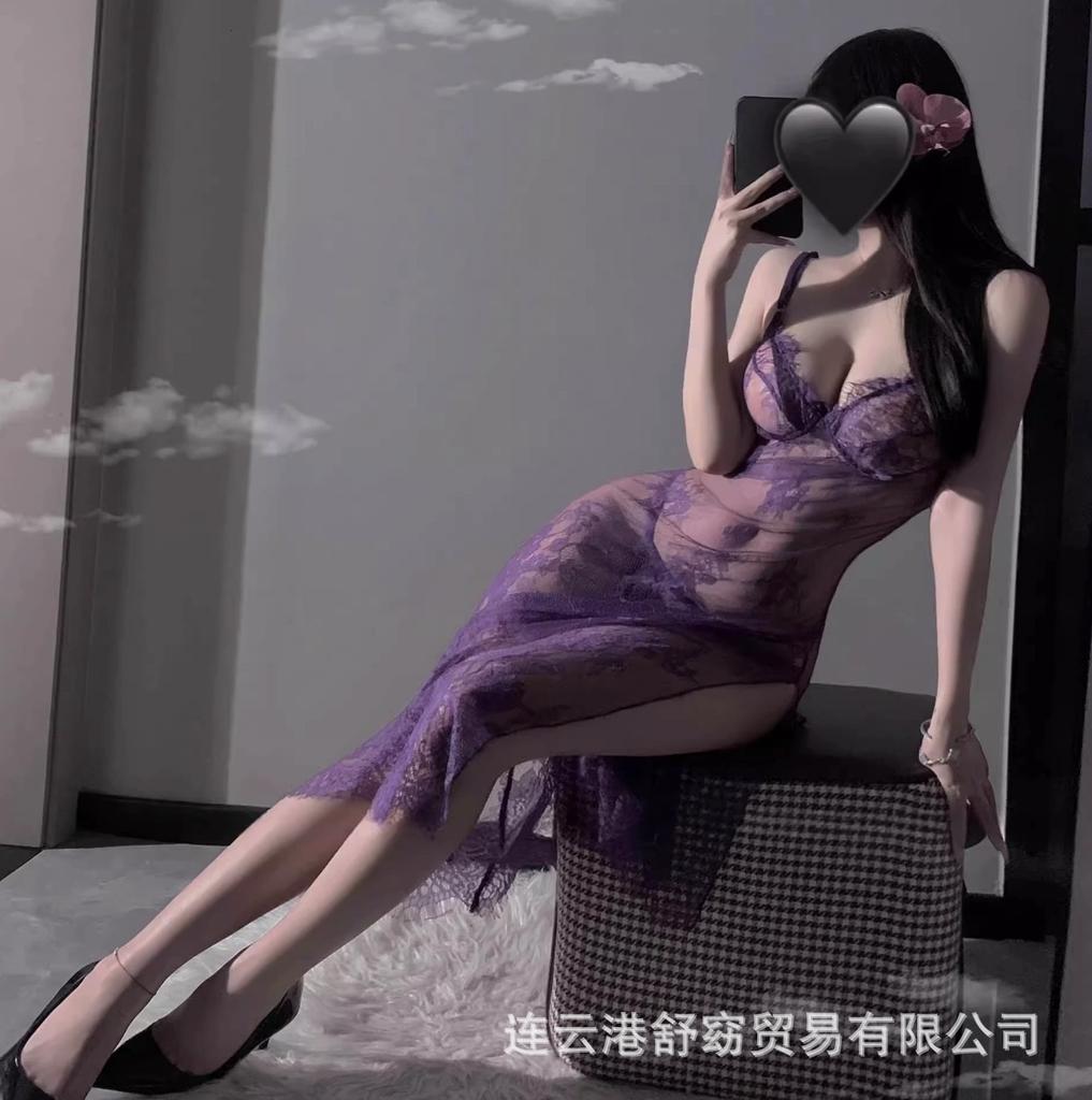 Sex Underwear New Sexy Temptation Pure Desire Purple Small Breasts Show Big Lace Dress