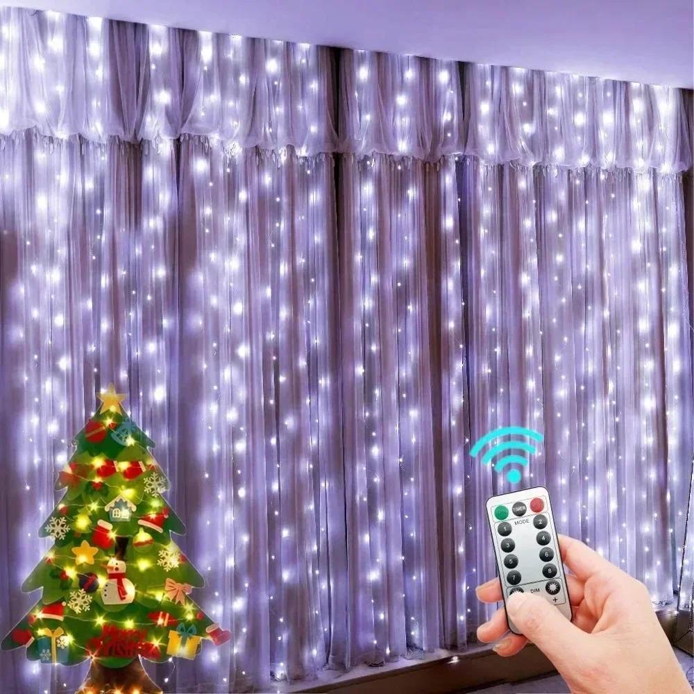 3*3M LED String Lights Christmas Curtain Hanging Lamp Fairy Lights for Wedding Home Garden Bedroom Outdoor Indoor Wall Decor