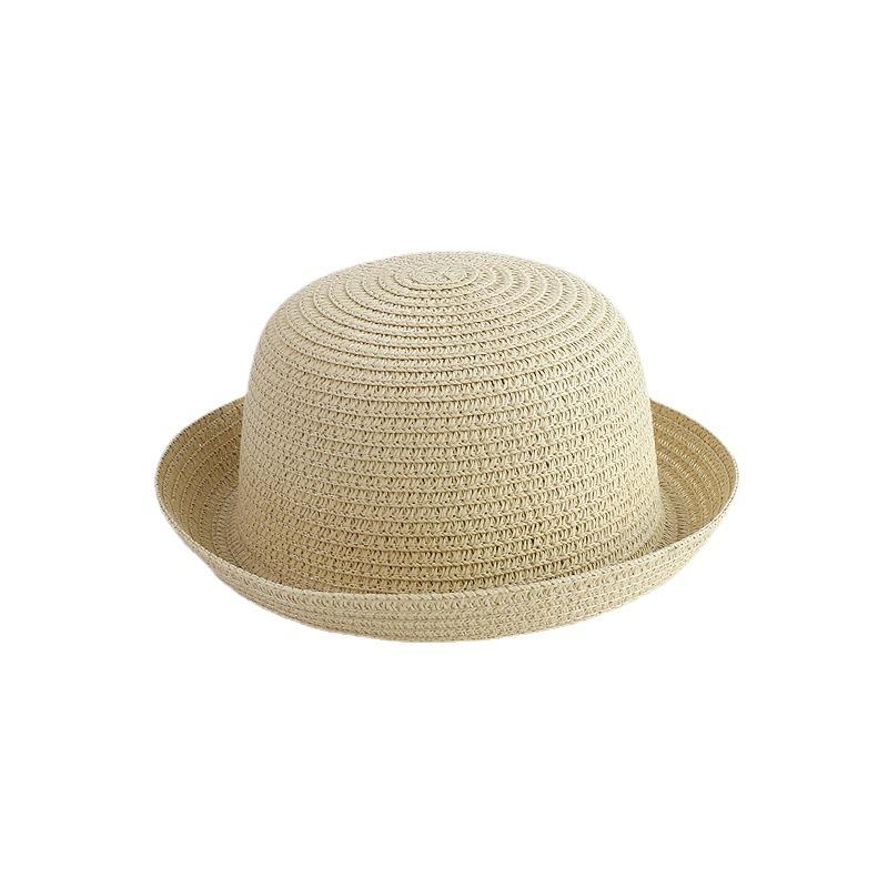 Children's Small Roll Along Straw Hat Summer Girl Flanged Light Board Hat DIY Boys Sunscreen Hat Straw Sun Hat