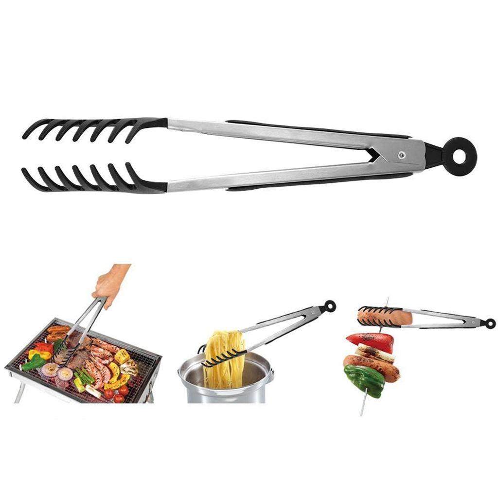 Kitchen Tools Silicone Stainless Steel Food Clip Buffet Food Clip Three Wire Clip