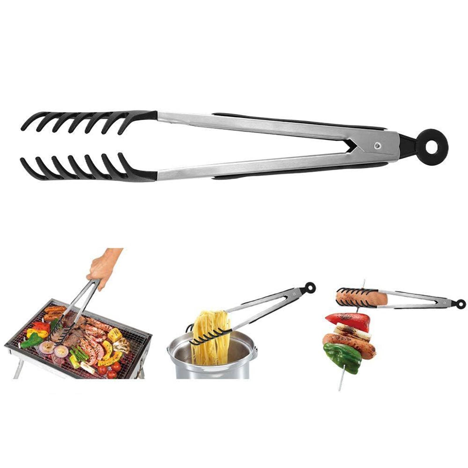 

Кухонные принадлежности Силиконовый зажим для еды из нержавеющей стали, зажим для еды для шведского стола, зажим для трех проводов One Size чёрный