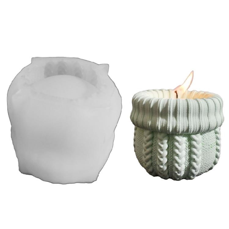 Knitted Texture Silicone Candle Molds Food Grade Silicone Mould For Handmade Candle Cup Soap Chocolate Plant Flowerpot
