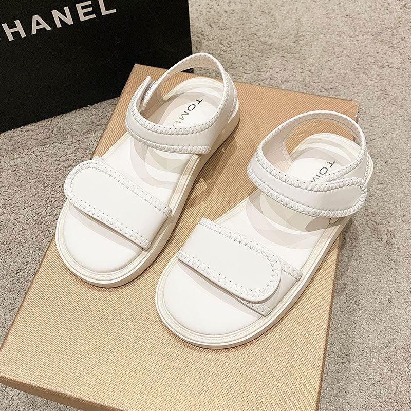 Sandals Girl New Summer Fairy Style Fashion Thick-soled Flat-soled Soft-soled Velcro Roman Shoes