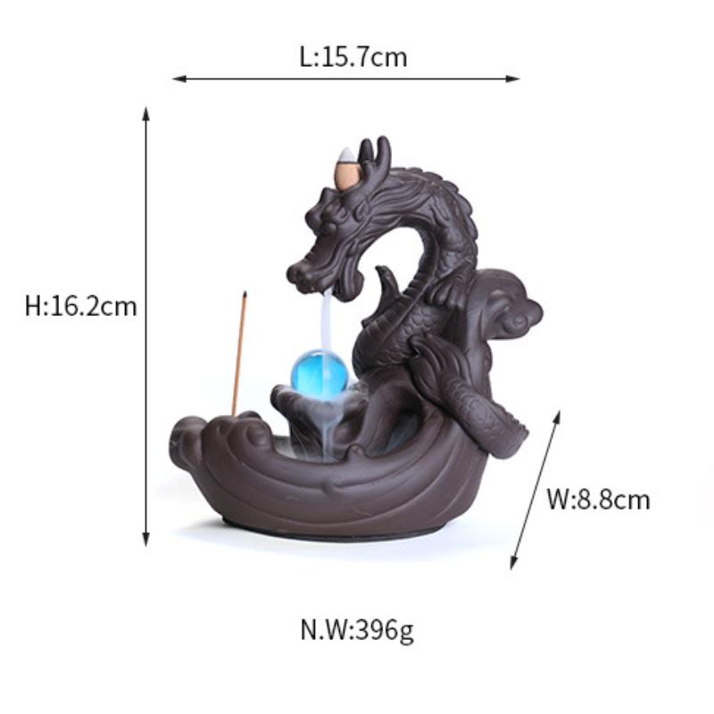 1pc Ceramic Waterfall Vintage Dragon Backflow Incense Burner Home DecorCreative Home Aromatherapy Gift (Without Incense)