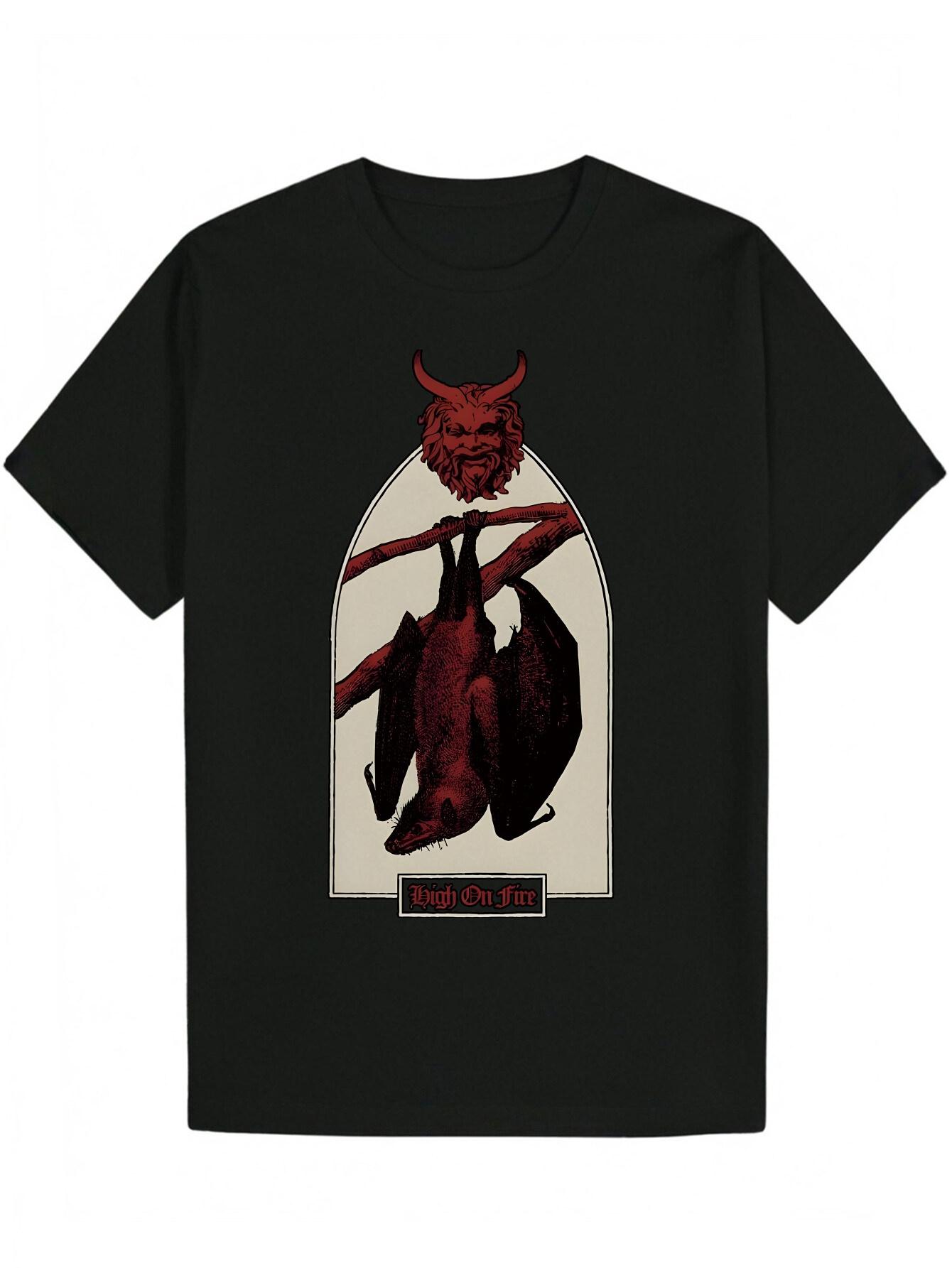 Gothic Demon Graphic T-shirt - Heavy Metal Horror Tee XXXL