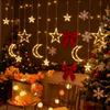 Star Moon Curtain String Lights, USB Powered LED Fairy Lights, Warm & Colorful Lighting, Christmas Ramadan Bedroom Holiday Party Decor