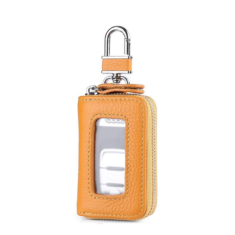 Retro Schlüsselanhänger Brieftasche Reißverschlusstasche Visuelle Spiegelfenster Autoschlüssel Schutztasche Leder Schlüsselhalter Mini Autoschlüssel Tasche Fall