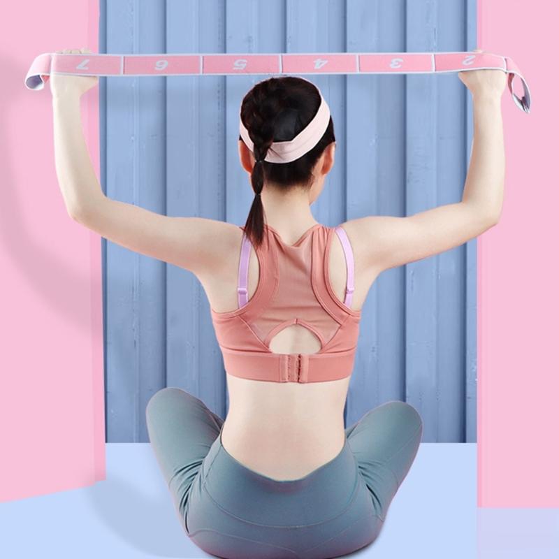 Yoga Pull Strap Belt Nylon Yoga Elastic Stretching Band 8 Loop Yoga Strap Pilates Gym Fitness Exercise Resistance Band