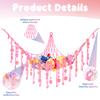 Stuffed Animal Hammock with LED Lights Wall Corner Hanging Plush Toy Storage Net Woven Cotton Rope Kids Nursery Decor