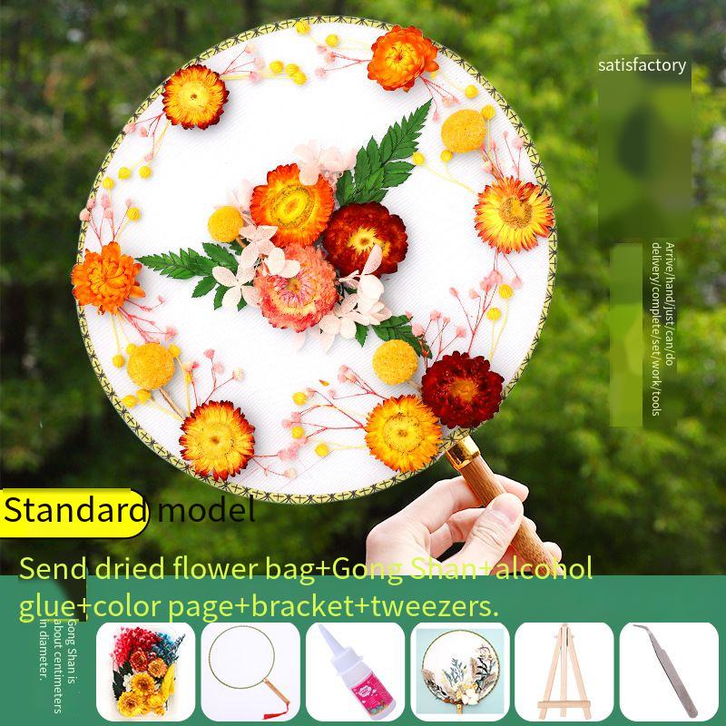 DIY Preserved Fresh Flower Hand Fans Creative Party Gift Home Decoration Fashion Decorative Chinese Japanese Fan Versatile New