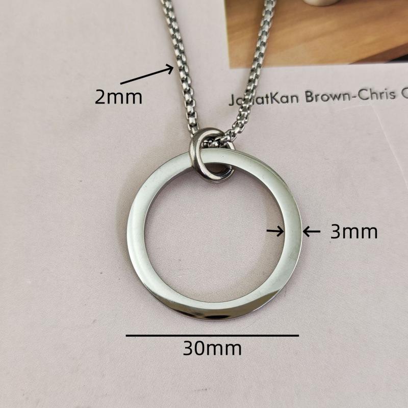 Stainless Steel Creative Circle Ring Pendant Women's Necklace