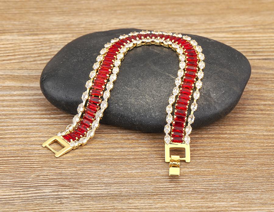 Nidin High Quality Multicolor Full Zircon Bracelets for Women Ladies Wedding Rainbow Charm Boho Hand Chain Party Jewelry Gifts