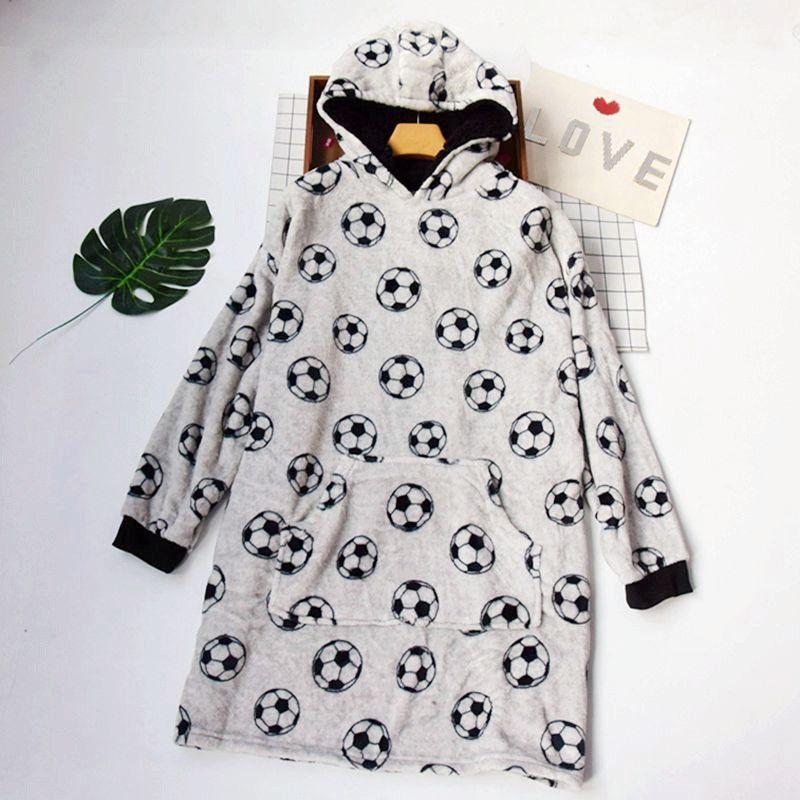

Foreign Order Autumn and Winter Women s Smooth Flannel Printed Long-Sleeved Hooded Nightdress Loose Pullovers Home Wear Pajamas Top Light gray L/XL