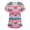 Women's Fashion V-Neck Short Sleeve Overalls With Pockets Christmas Printed Tops  Clothes
