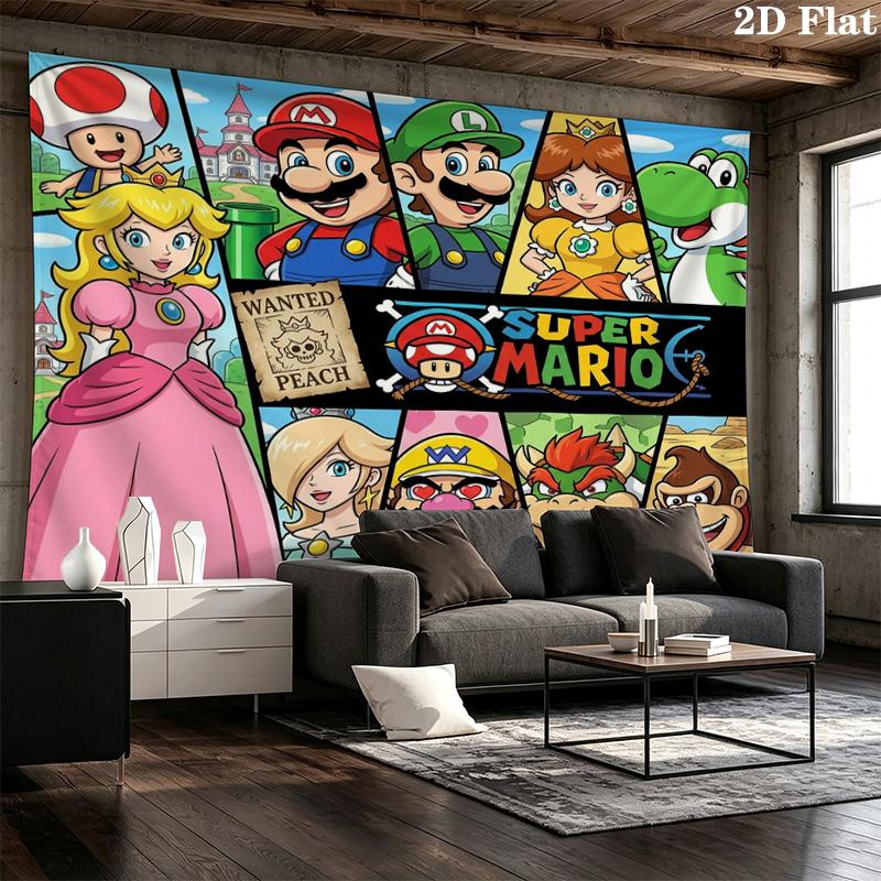 Super Mario Poster Wall Tapestry Aesthetic Wall Hanging Printed Fabric Blanket Decorative Tapestries For Bedroom Living Room Home Decor