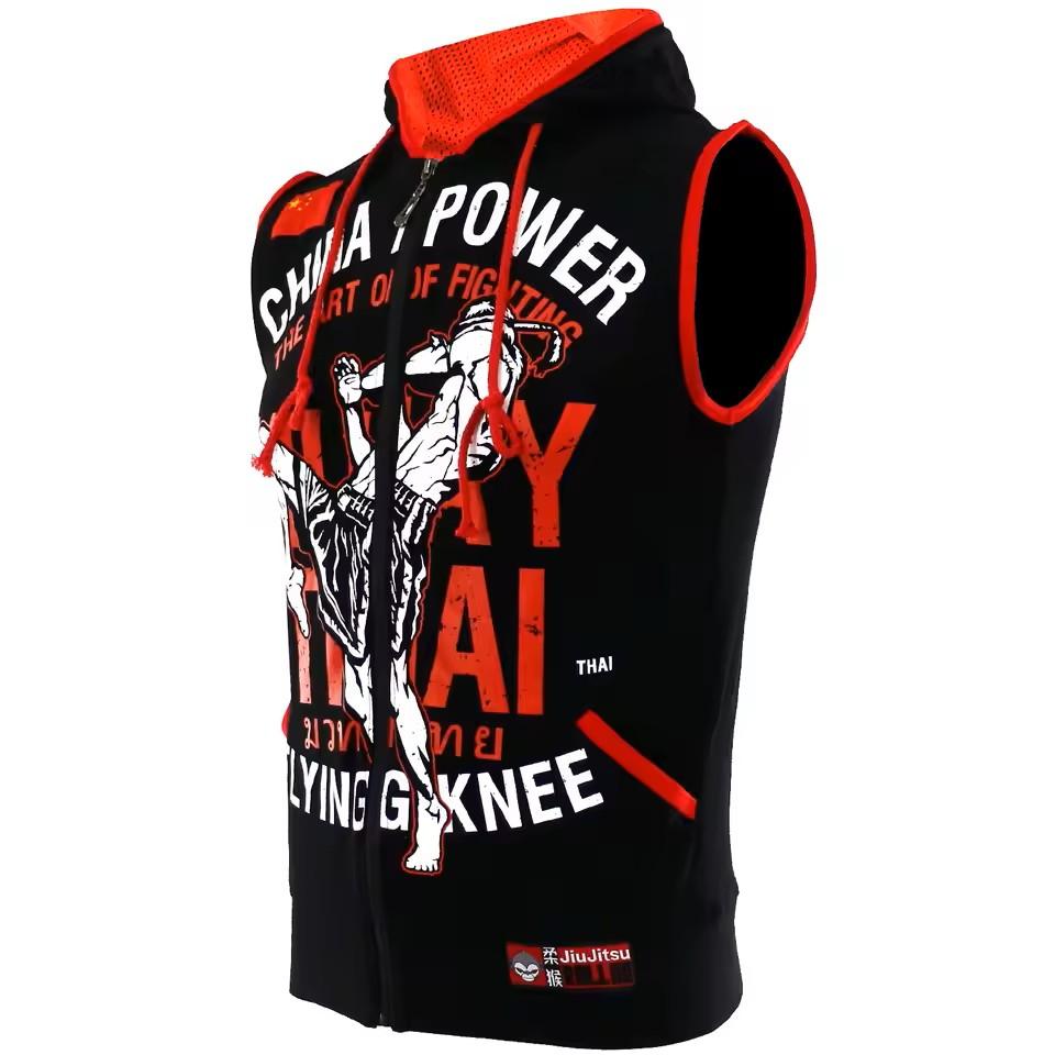 Muay Thai Kickboksing UFFC MMA Mixed Marcial Art Jakke Genser Hettegensere Menn Kvinner Barn Unisex Ermeløs Trykk Sport Gym Fitness Trening