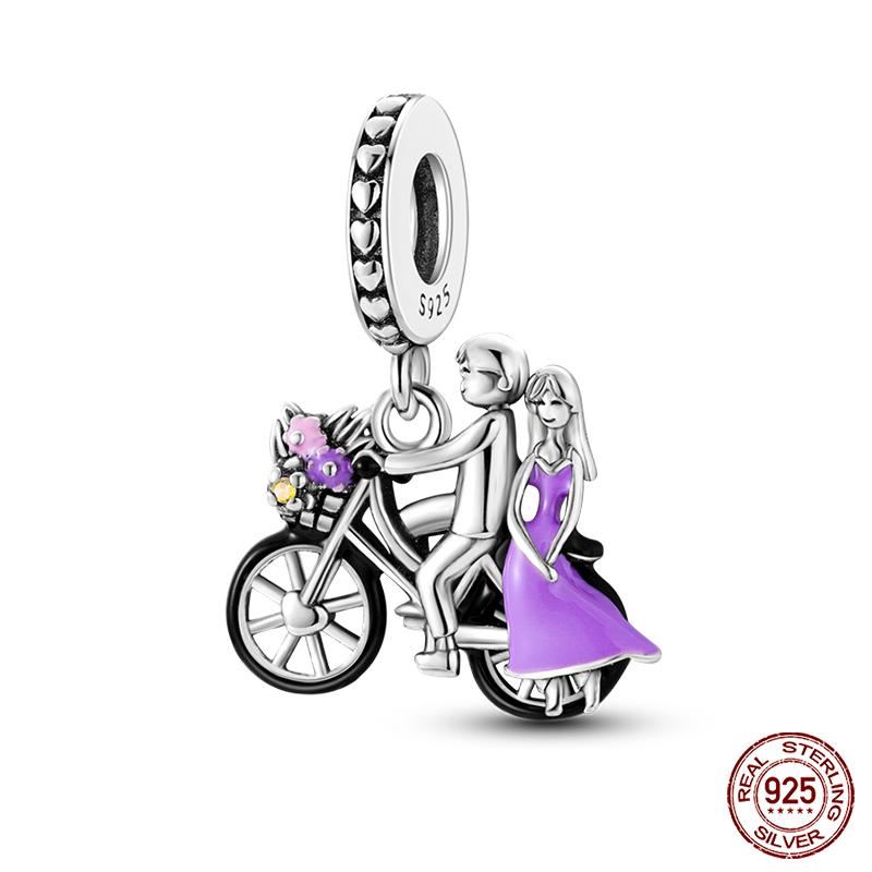 Copper Romantic Couple Rose Valentine'S Day Charms Beads Fit Qikaola Original Bracelets Fine Diy Jewelry Gifts