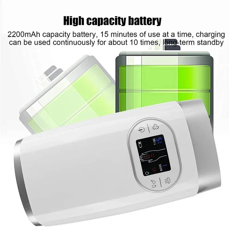 Elektrisches Handmassagegerät, Airbag, Kneten, Vibration, heiße Kompresse, Physiotherapie, Linderung von Handflächenschmerzen, Entspannung, Handgelenksermüdung, Pflegegerät