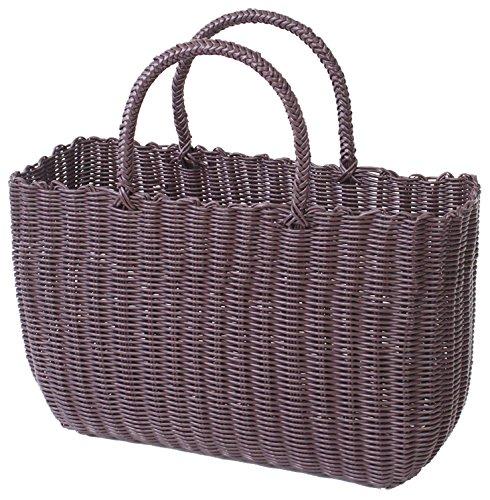 Murataya Vinyl P.P. Jumbo Basket Bag, Brown, Approx. 44 X 16 X 32cm (Approx. 48cm To Handle), 9683