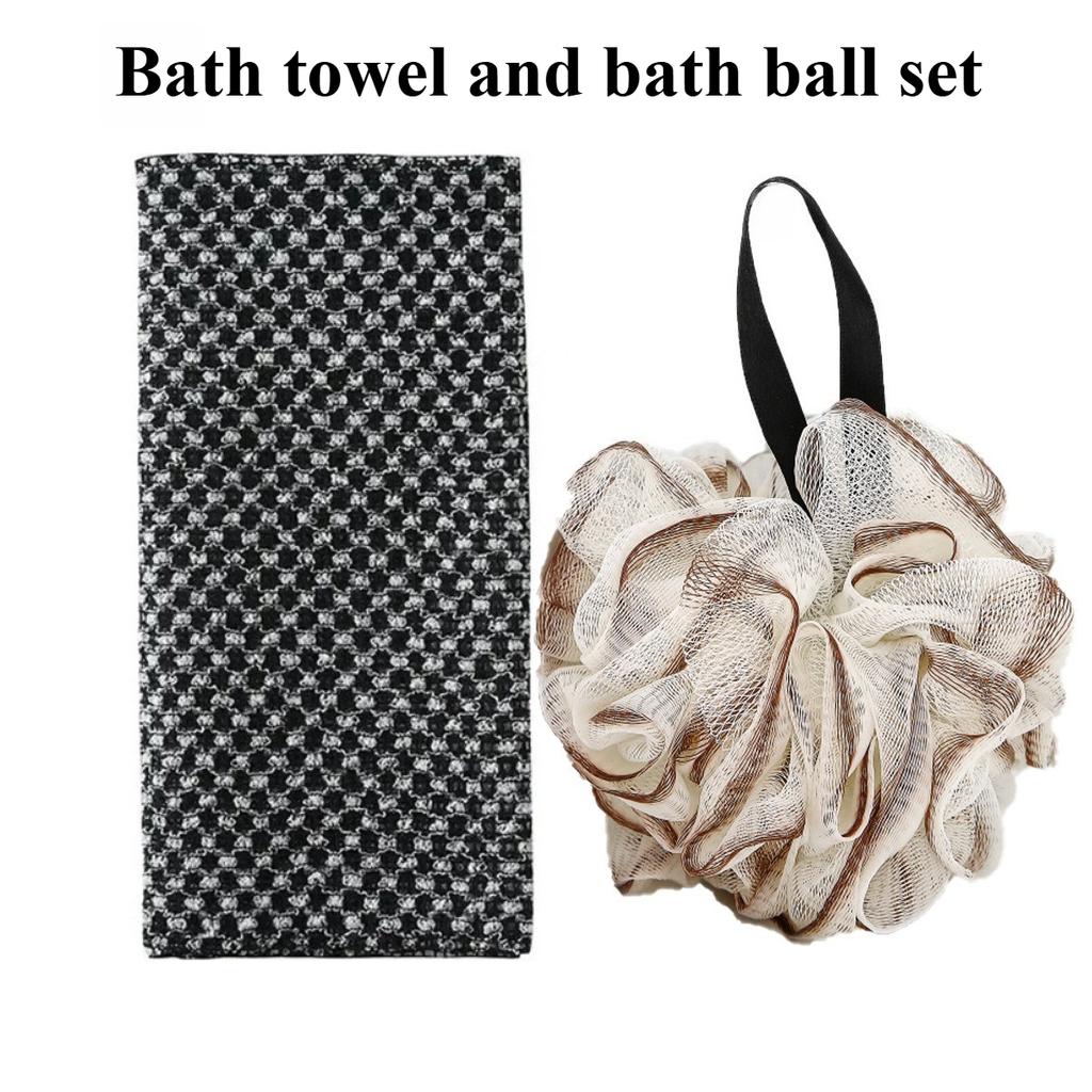 Japanese Exfoliating Washcloth Nylon Bath Towel Bath Puff Set Back Body Scrubber Shower Sponge Brush Care Bathroom Accessories