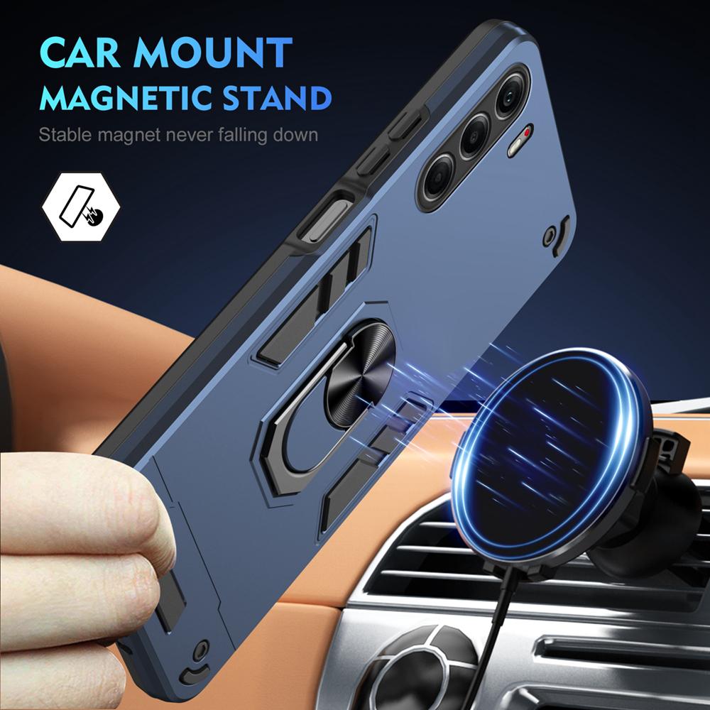KEYSION Shockproof Armor Case for TECNO Camon 40 Pro 4G 5G Soft Silicone+PC Metal Ring Stand Phone Back Cover for CAMON 40 4G