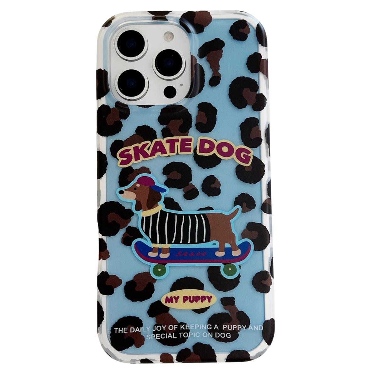 

For iPhone 15 Pro Case Leopard Print Dachshund Pattern TPU Shockproof Phone Cover A